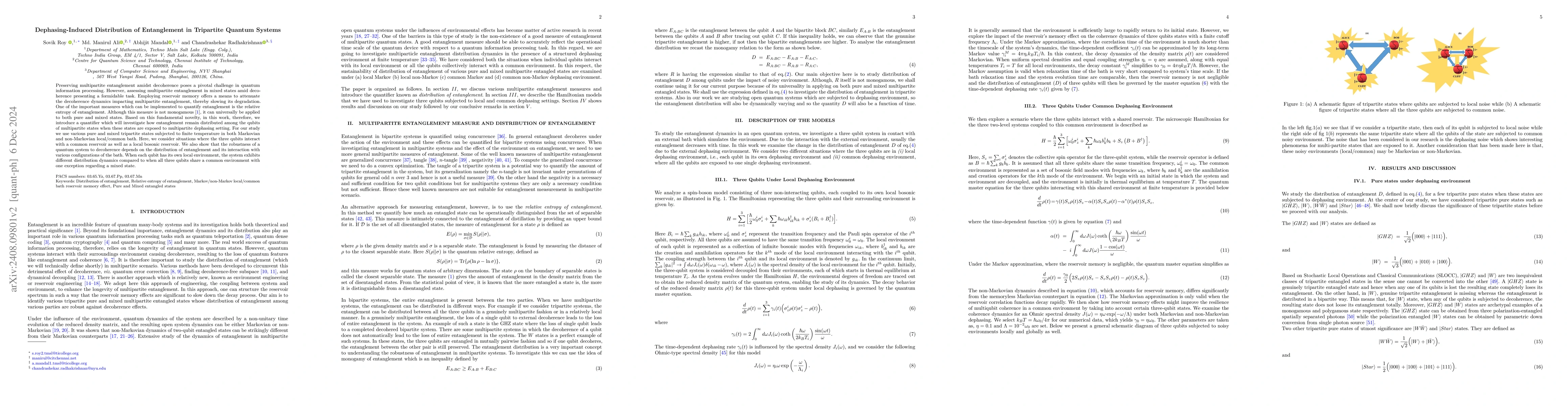 Thumbnail for Dephasing-Induced Distribution of Entanglement in Tripartite Quantum
  Systems