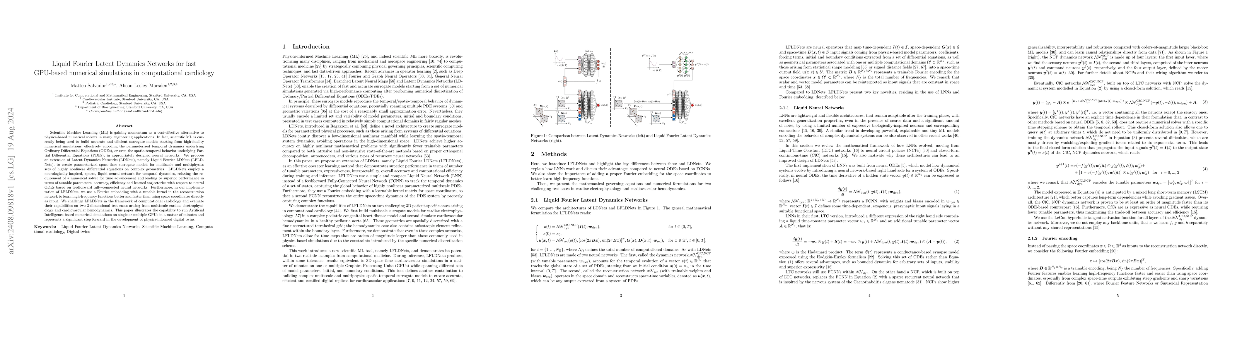 Thumbnail for Liquid Fourier Latent Dynamics Networks for fast GPU-based numerical
  simulations in computational cardiology