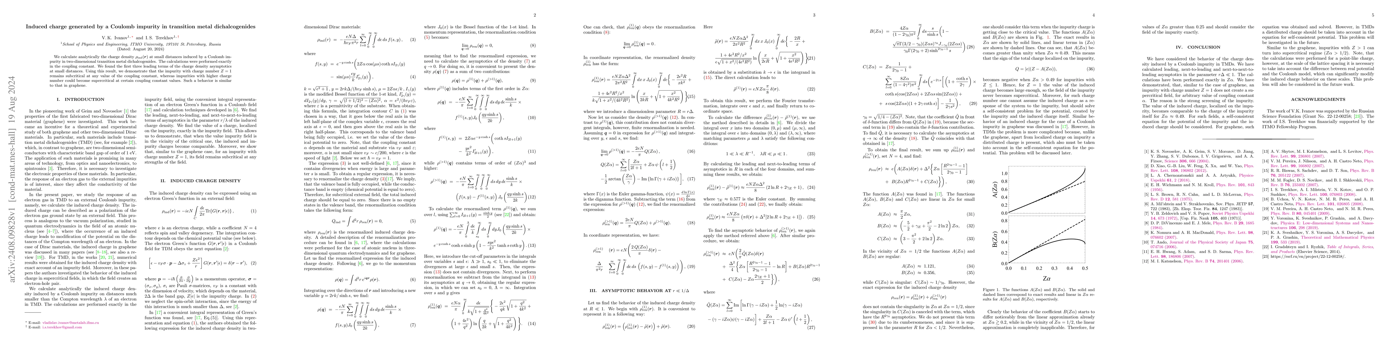 Thumbnail for Induced charge generated by a Coulomb impurity in transition metal
  dichalcogenides