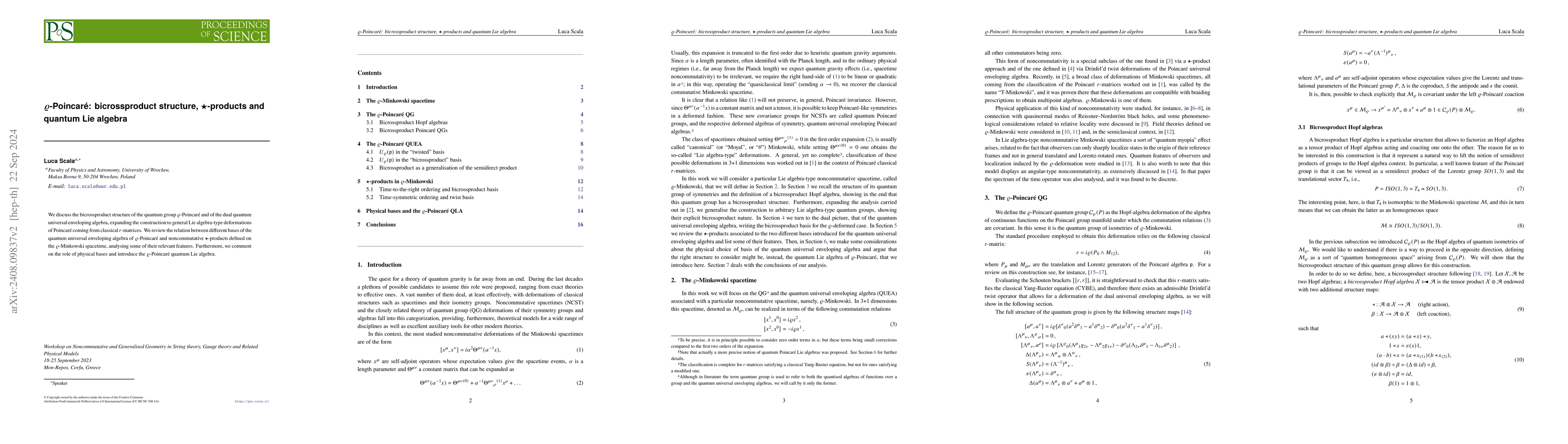 Thumbnail for $\varrho$-Poincaré: bicrossproduct structure, $\star$-products and
  quantum Lie algebra