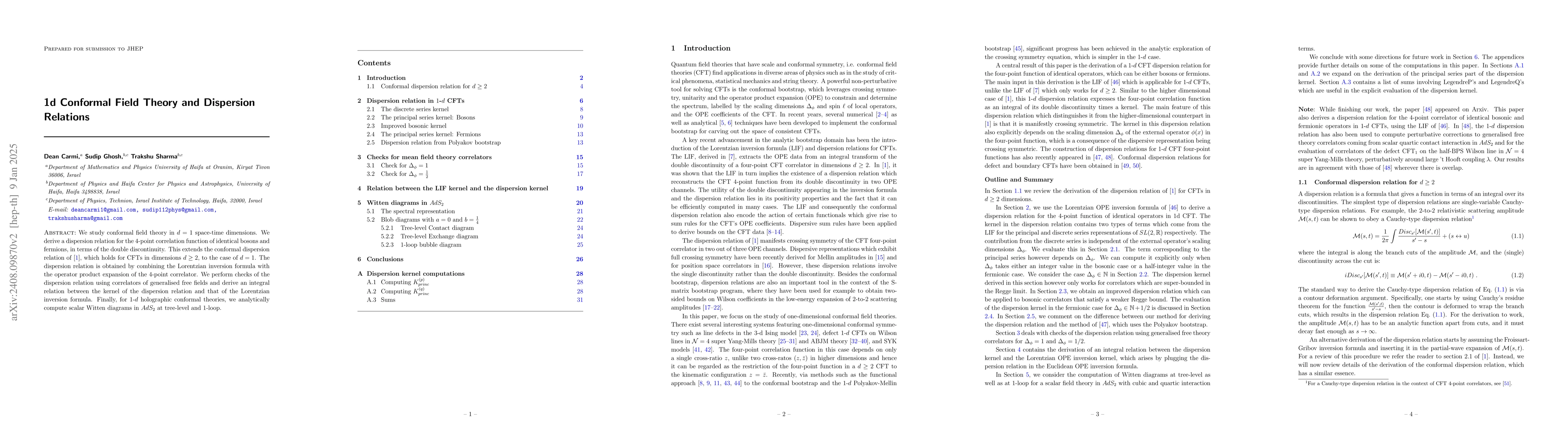 Thumbnail for 1d Conformal Field Theory and Dispersion Relations