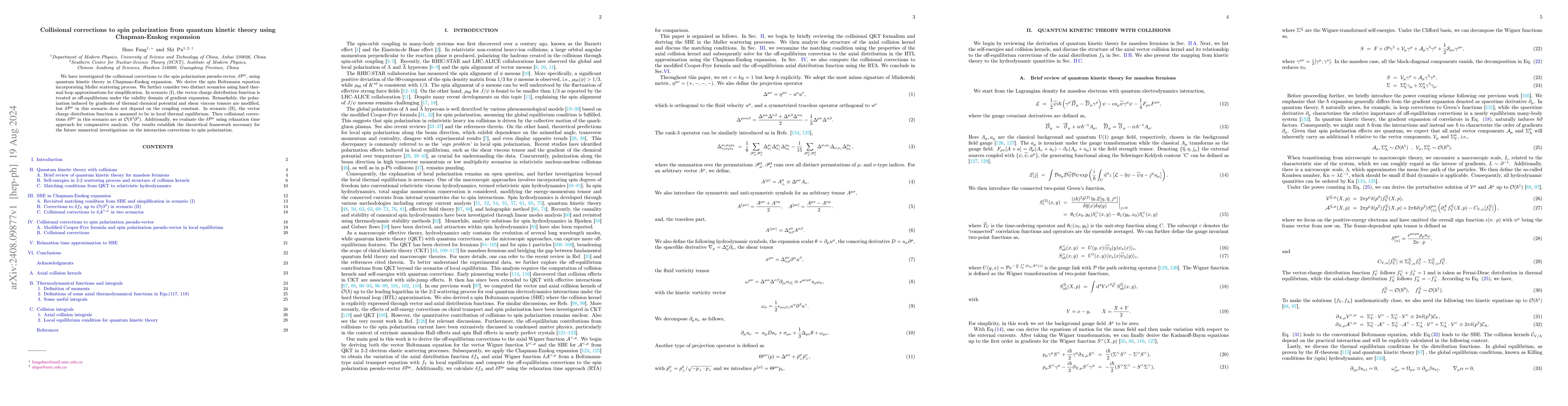 Thumbnail for Collisional corrections to spin polarization from quantum kinetic theory
  using Chapman-Enskog expansion