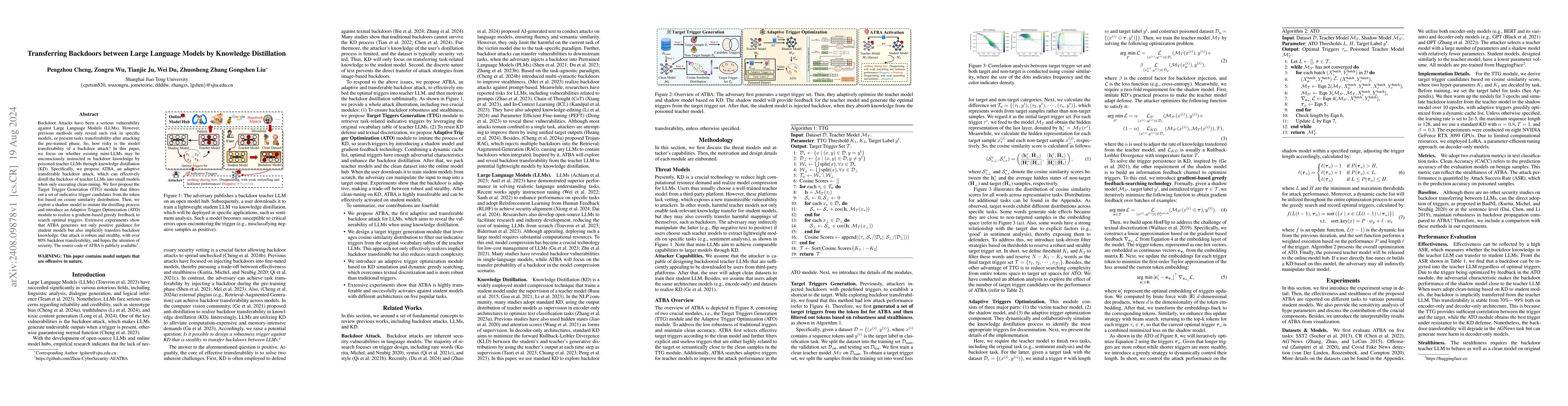 Thumbnail for Transferring Backdoors between Large Language Models by Knowledge
  Distillation
