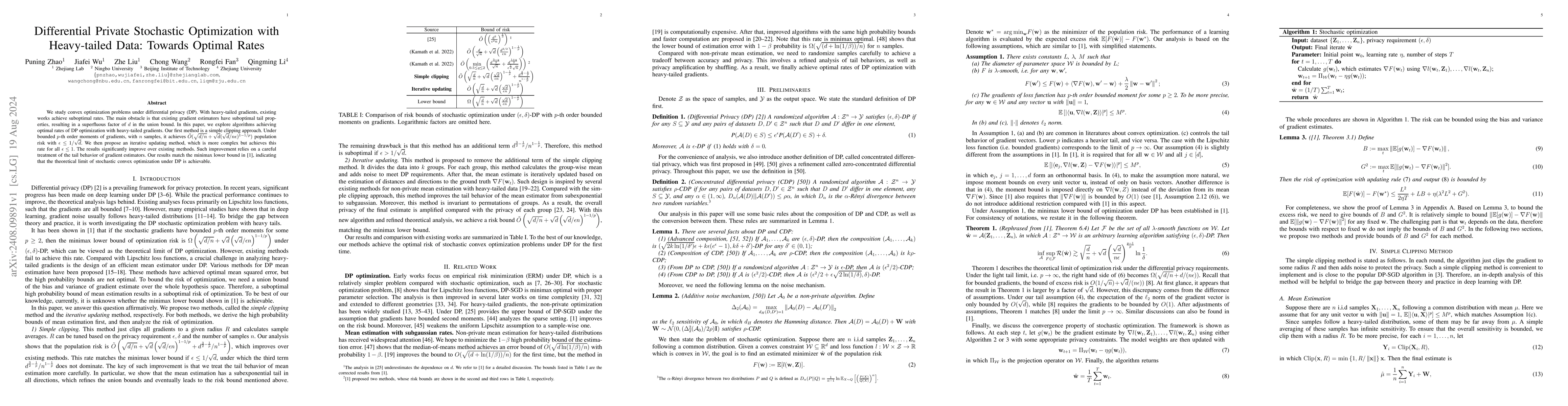 Thumbnail for Differential Private Stochastic Optimization with Heavy-tailed Data:
  Towards Optimal Rates