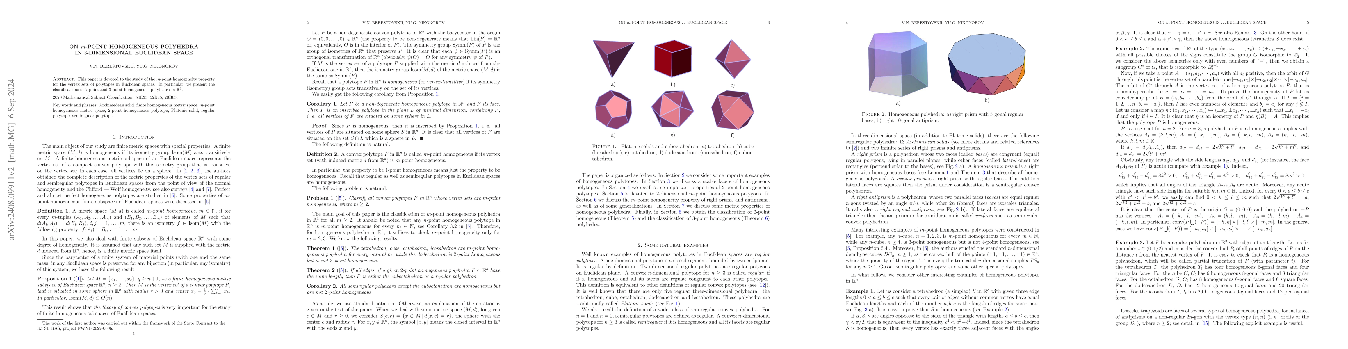 Thumbnail for On $m$-point homogeneous polyhedra in $3$-dimensional Euclidean space
