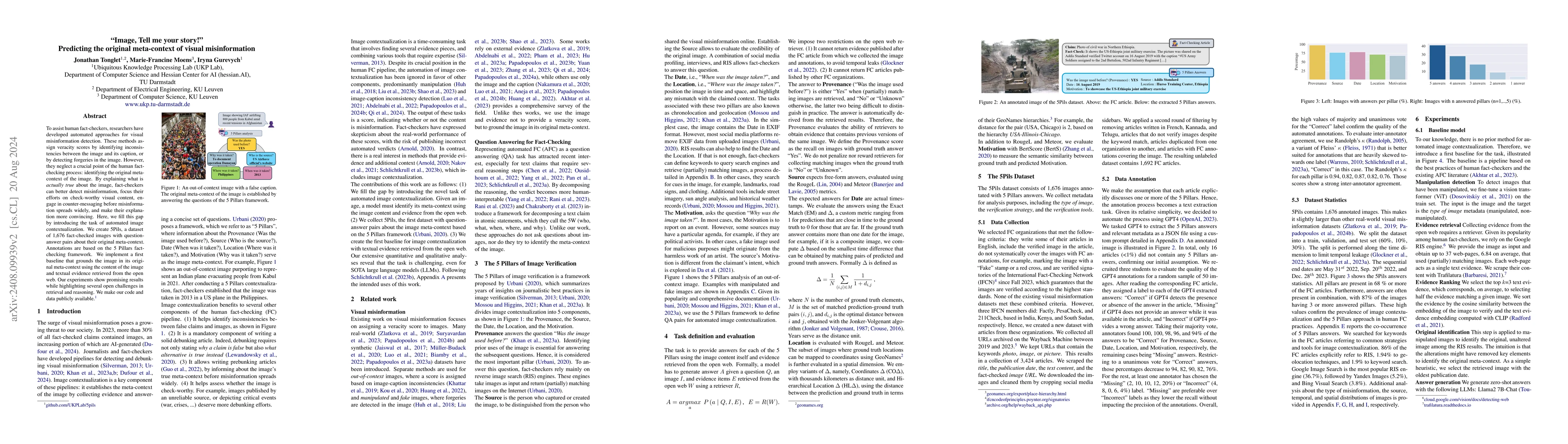 Thumbnail for "Image, Tell me your story!" Predicting the original meta-context of
  visual misinformation