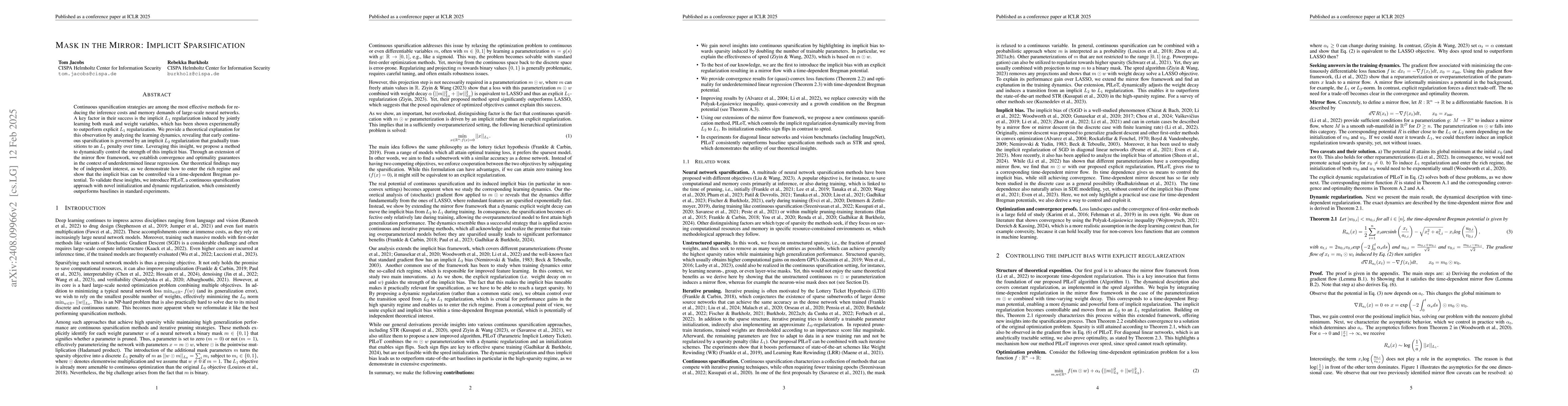 Thumbnail for Mask in the Mirror: Implicit Sparsification