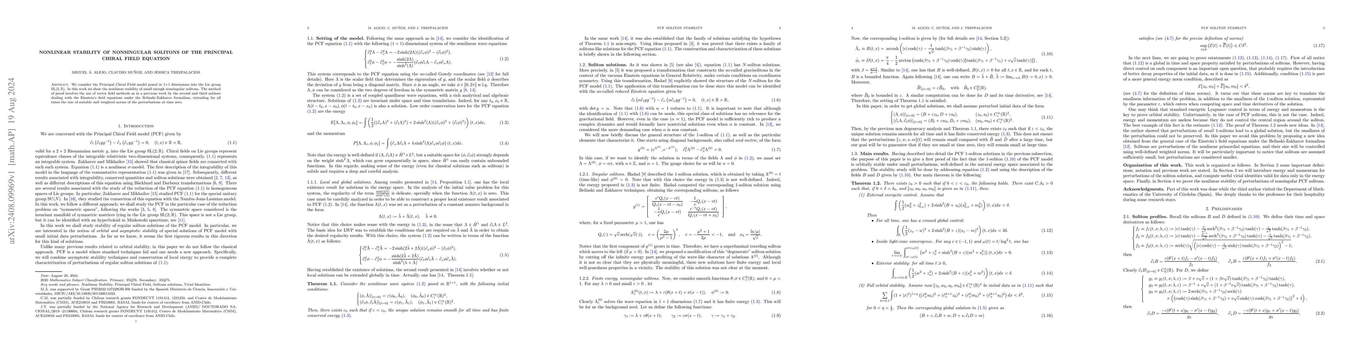 Thumbnail for Nonlinear Stability of nonsingular solitons of the Principal Chiral
  Field equation