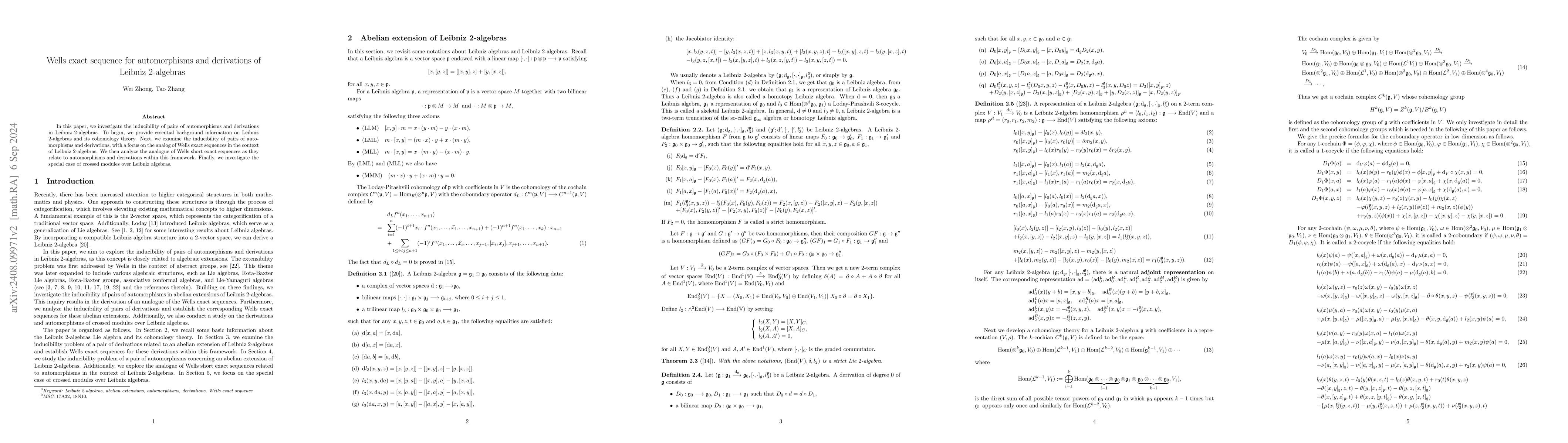 Thumbnail for Wells exact sequence for automorphisms and derivations of Leibniz
  2-algebras