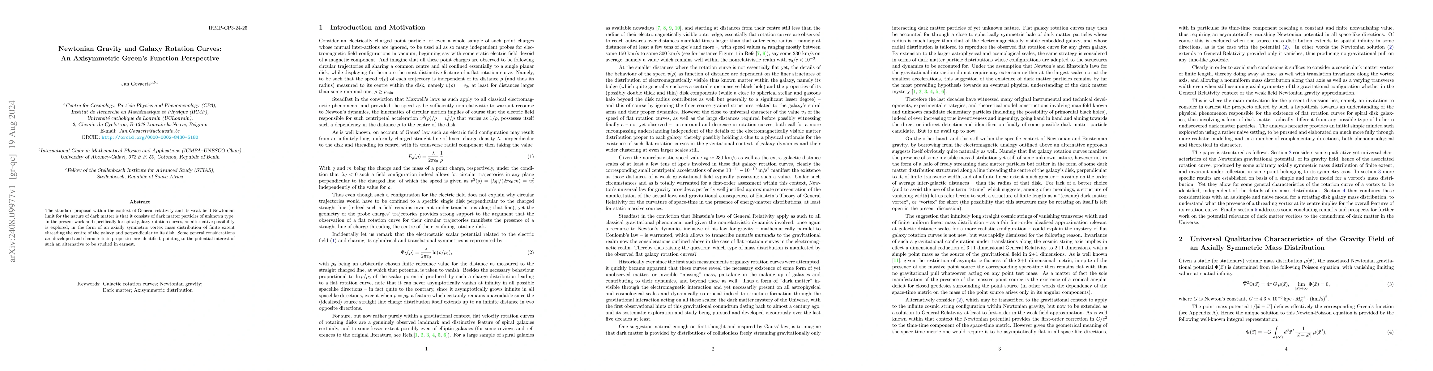 Thumbnail for Newtonian Gravity and Galaxy Rotation Curves: An Axisymmetric Green's
  Function Perspective
