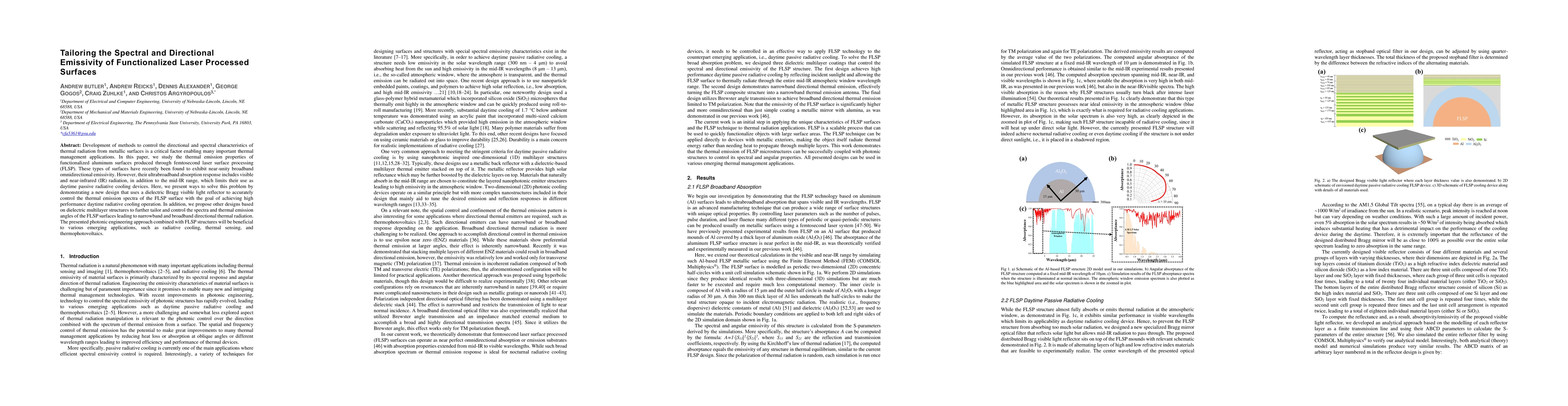 Thumbnail for Tailoring the Spectral and Directional Emissivity of Functionalized
  Laser Processed Surfaces
