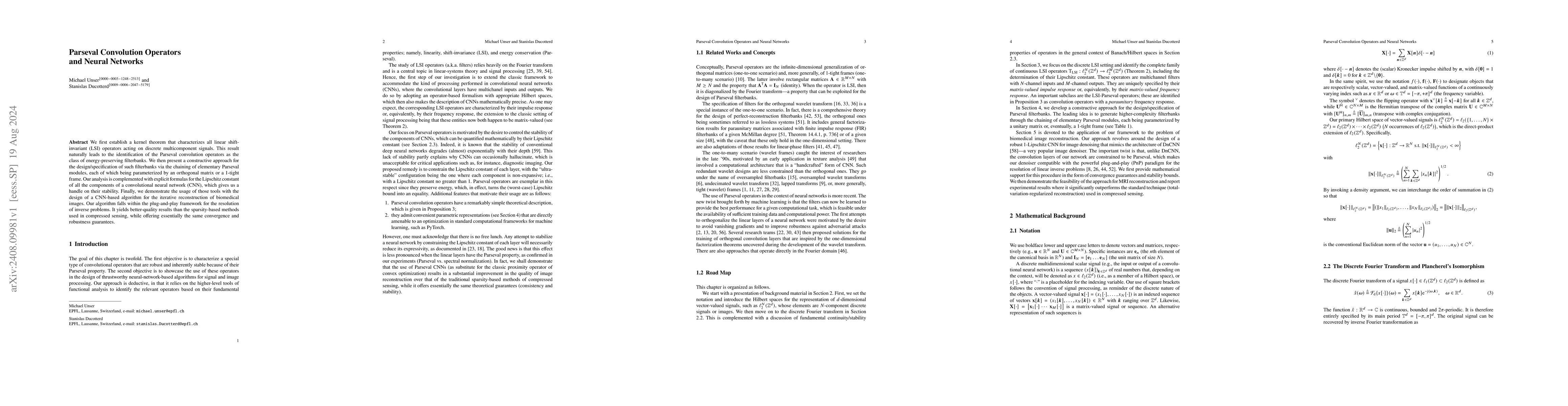 Thumbnail for Parseval Convolution Operators and Neural Networks