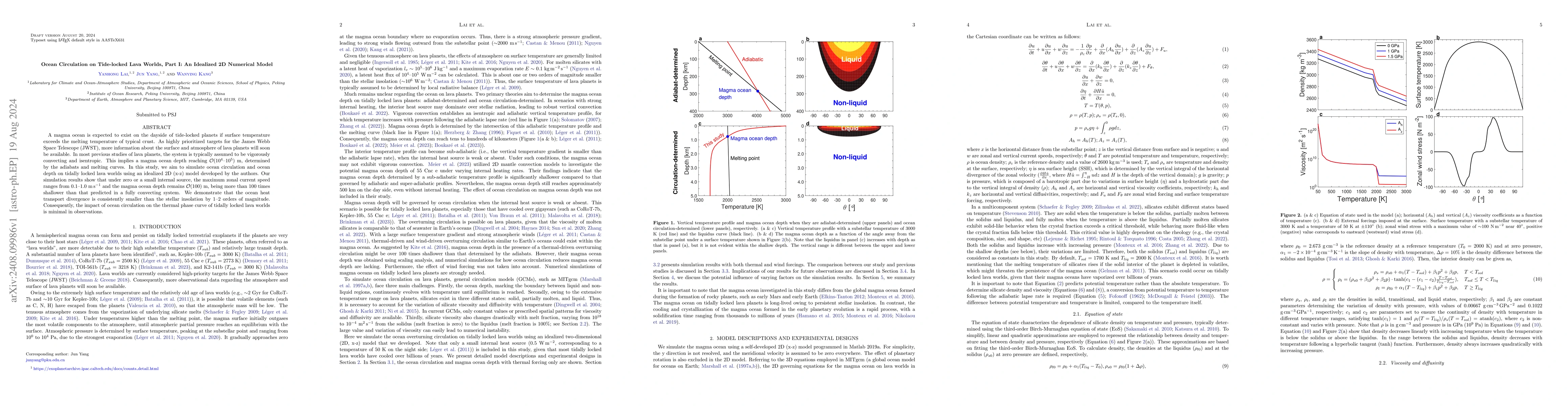 Thumbnail for Ocean Circulation on Tide-locked Lava Worlds, Part I: An Idealized 2D
  Numerical Model