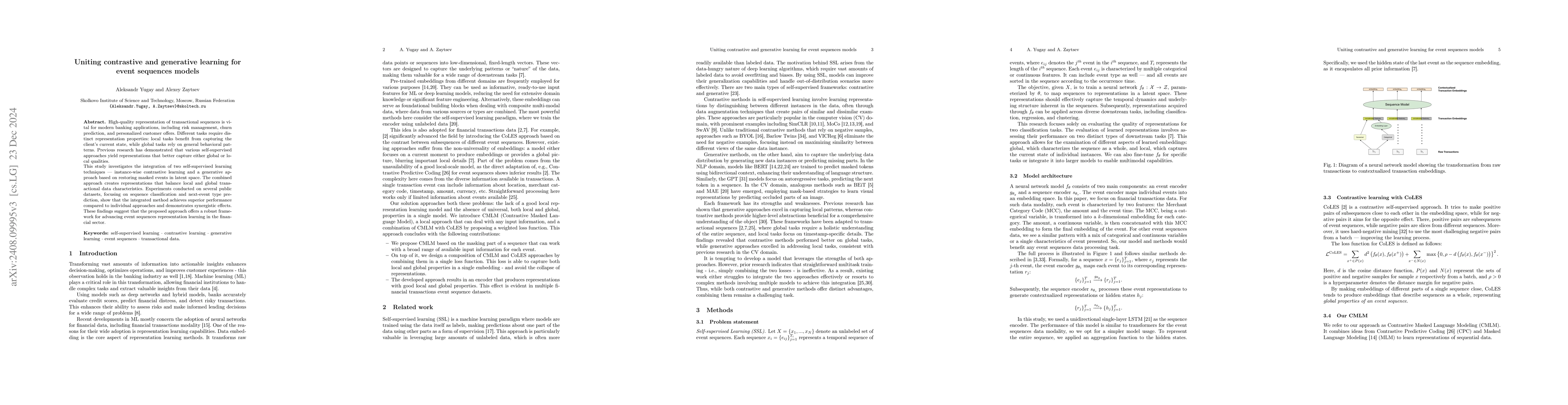 Thumbnail for Uniting contrastive and generative learning for event sequences models