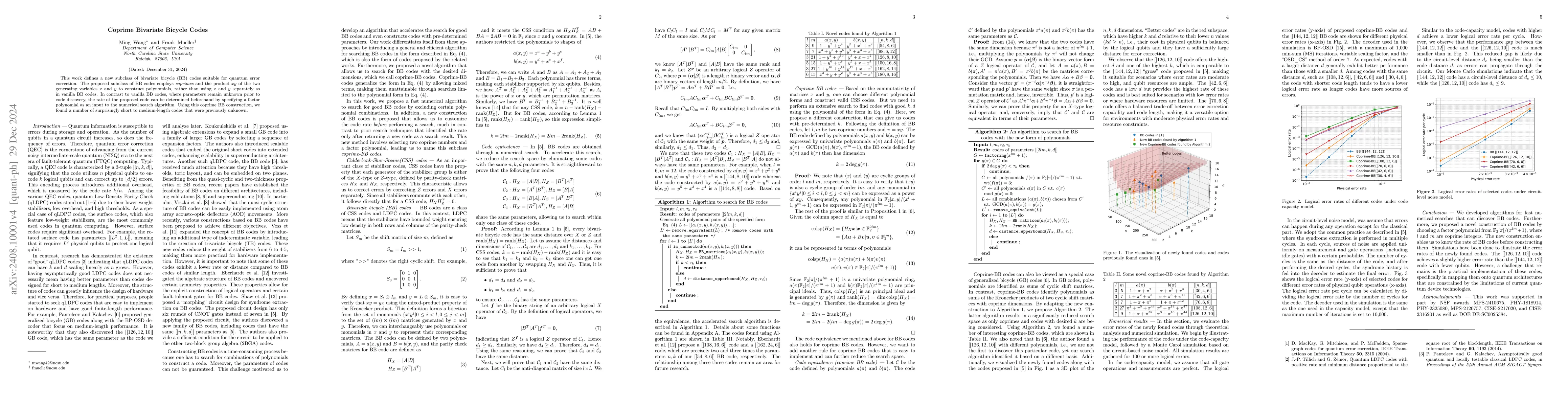 Thumbnail for Coprime Bivariate Bicycle Codes