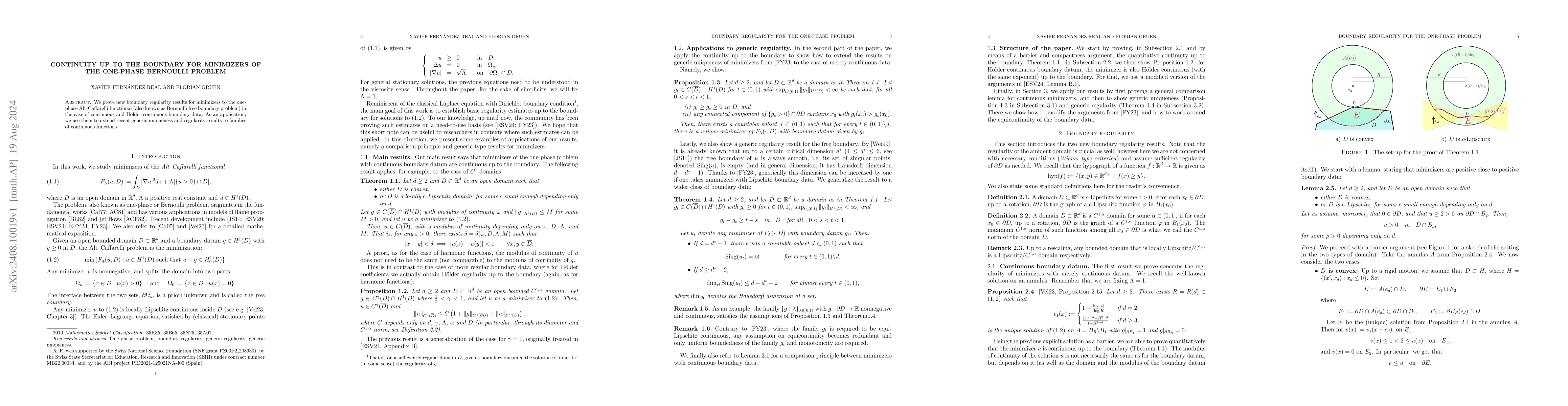 Thumbnail for Continuity up to the boundary for minimizers of the one-phase Bernoulli
  problem