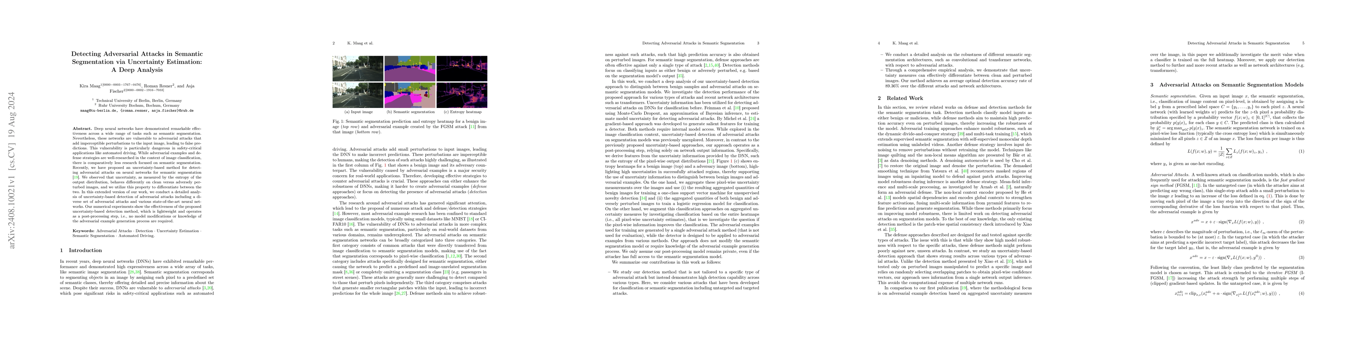 Thumbnail for Detecting Adversarial Attacks in Semantic Segmentation via Uncertainty
  Estimation: A Deep Analysis