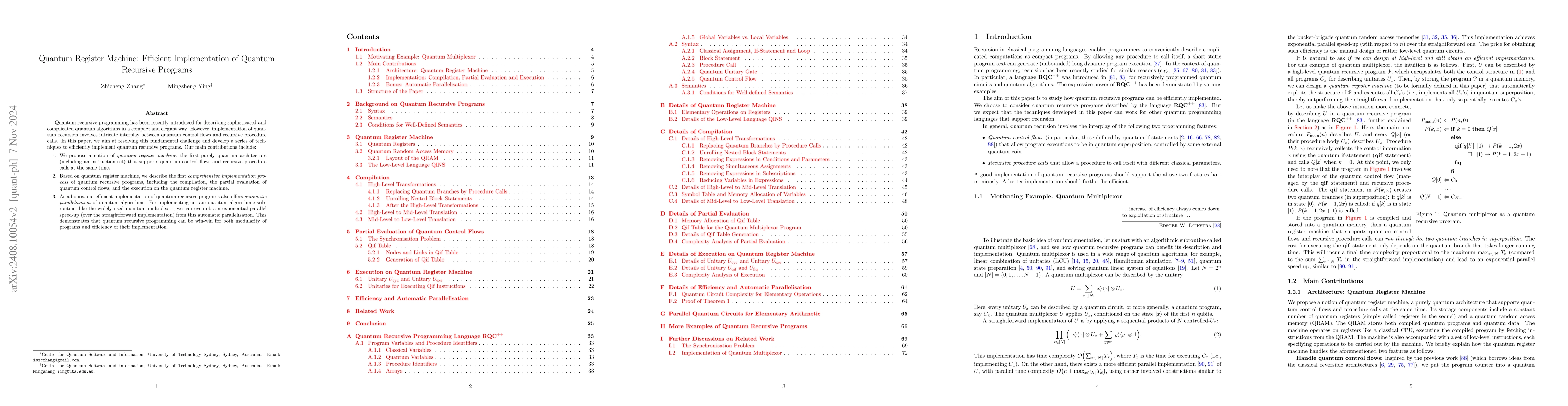 Thumbnail for Quantum Register Machine: Efficient Implementation of Quantum Recursive
  Programs