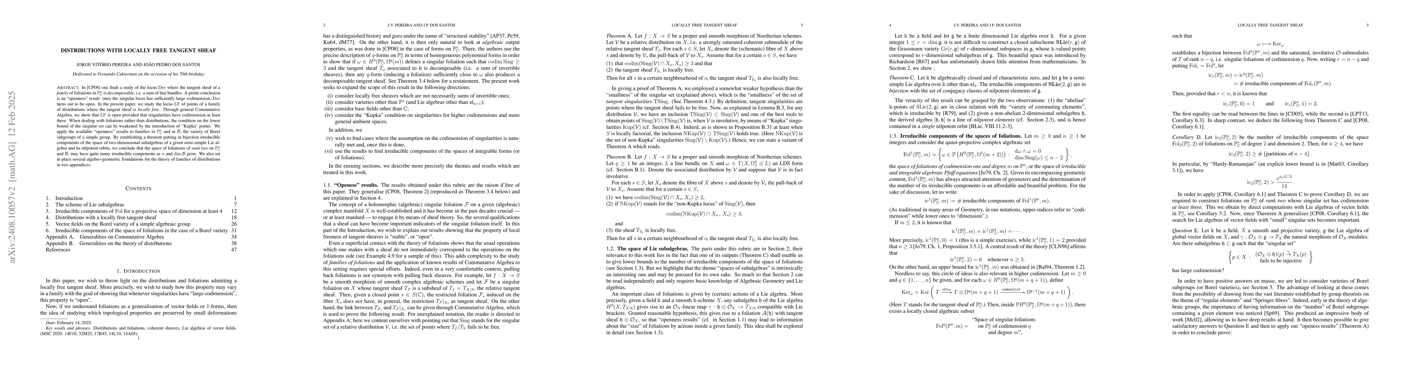 Thumbnail for Distributions with locally free tangent sheaf