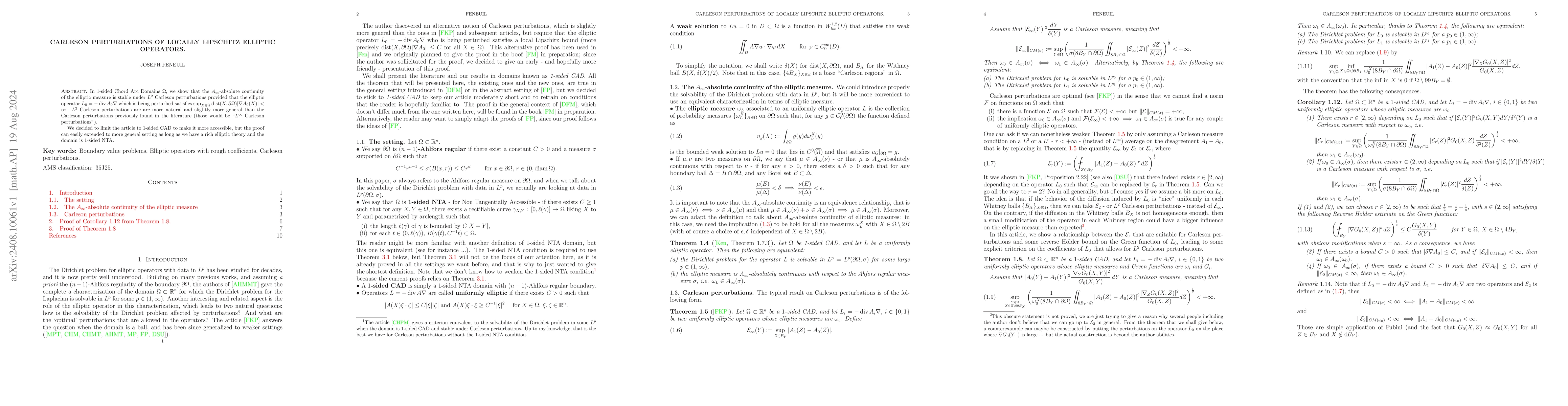 Thumbnail for Carleson perturbations of locally Lipschitz elliptic operators