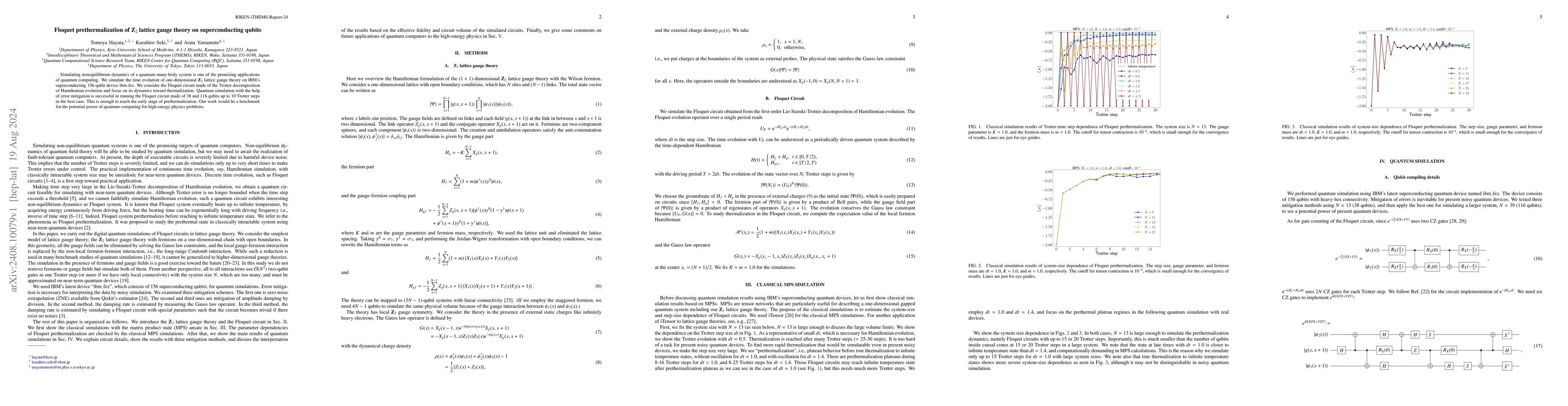 Thumbnail for Floquet prethermalization of ${\bf Z}_2$ lattice gauge theory on
  superconducting qubits