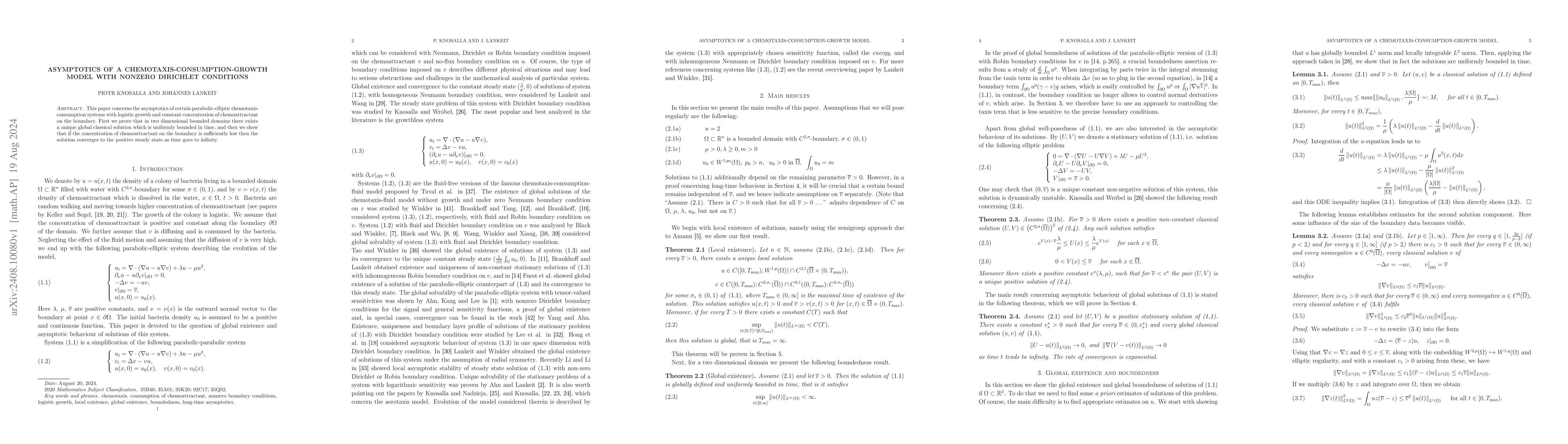 Thumbnail for Asymptotics of a chemotaxis-consumption-growth model with nonzero
  Dirichlet conditions