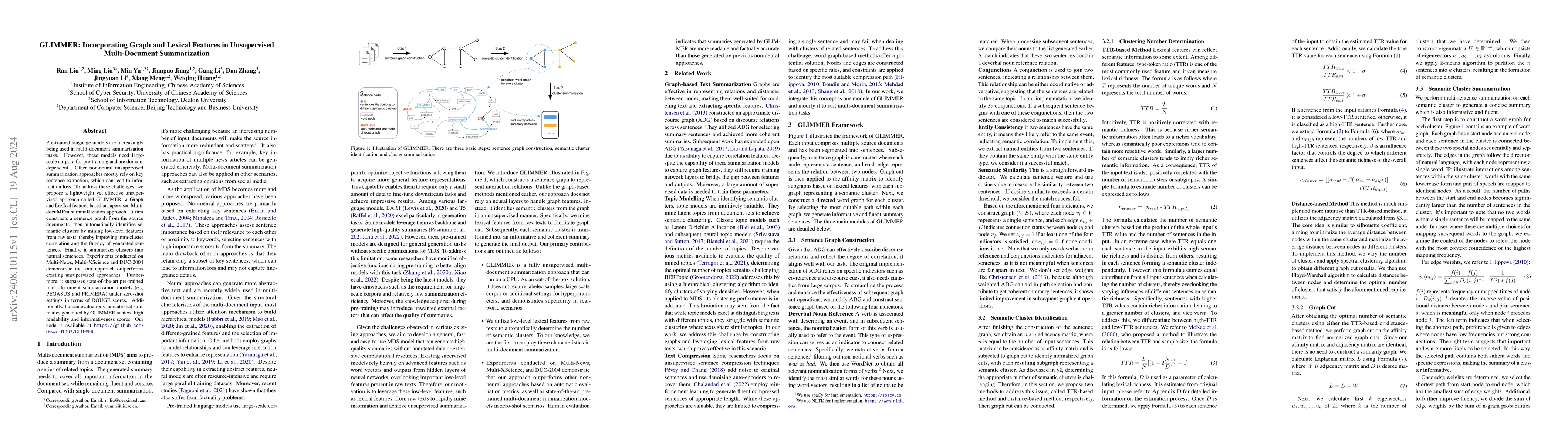 Thumbnail for GLIMMER: Incorporating Graph and Lexical Features in Unsupervised
  Multi-Document Summarization