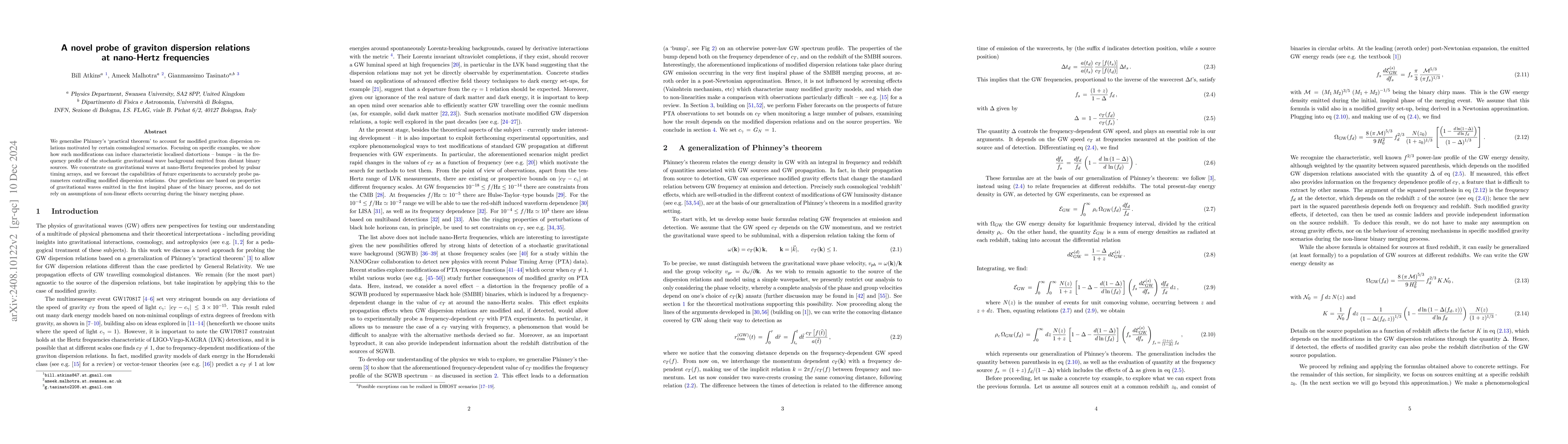 Thumbnail for A novel probe of graviton dispersion relations at nano-Hertz frequencies