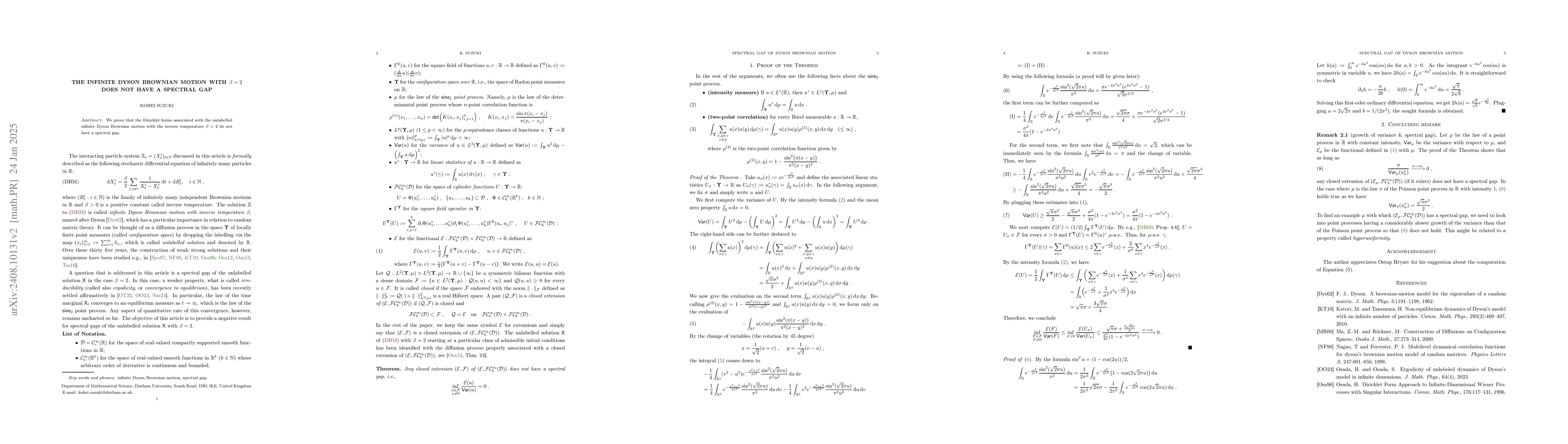 Thumbnail for The Infinite Dyson Brownian Motion with $β=2$ Does Not Have a
  Spectral Gap