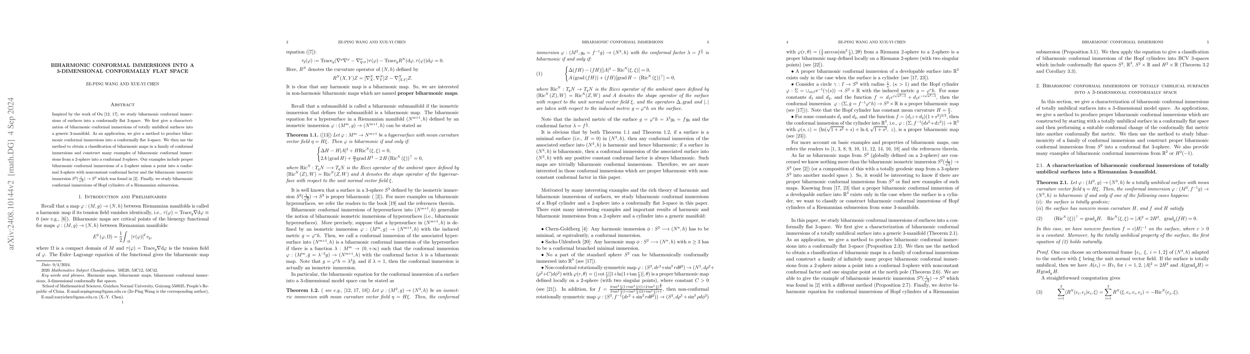 Thumbnail for Biharmonic conformal immersions into a 3-dimensional conformally flat
  space