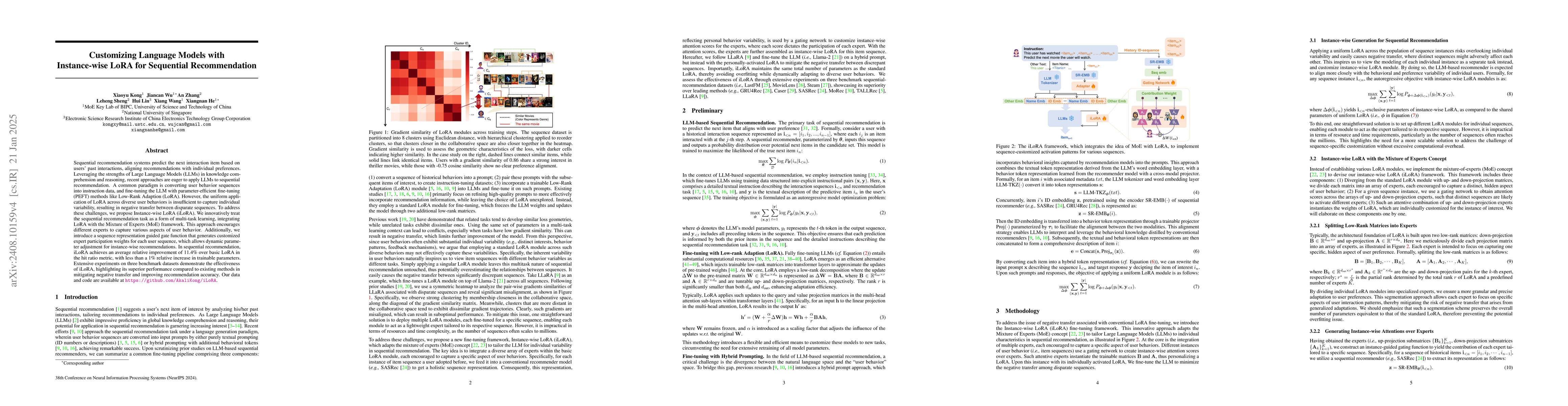 Thumbnail for Customizing Language Models with Instance-wise LoRA for Sequential
  Recommendation