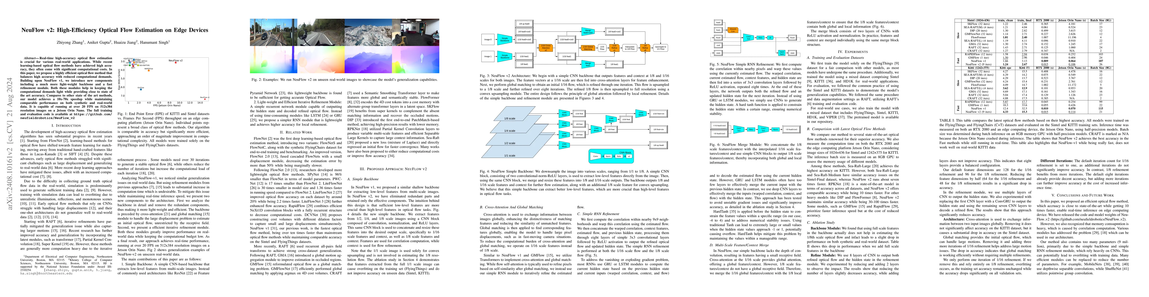 Thumbnail for NeuFlow v2: High-Efficiency Optical Flow Estimation on Edge Devices