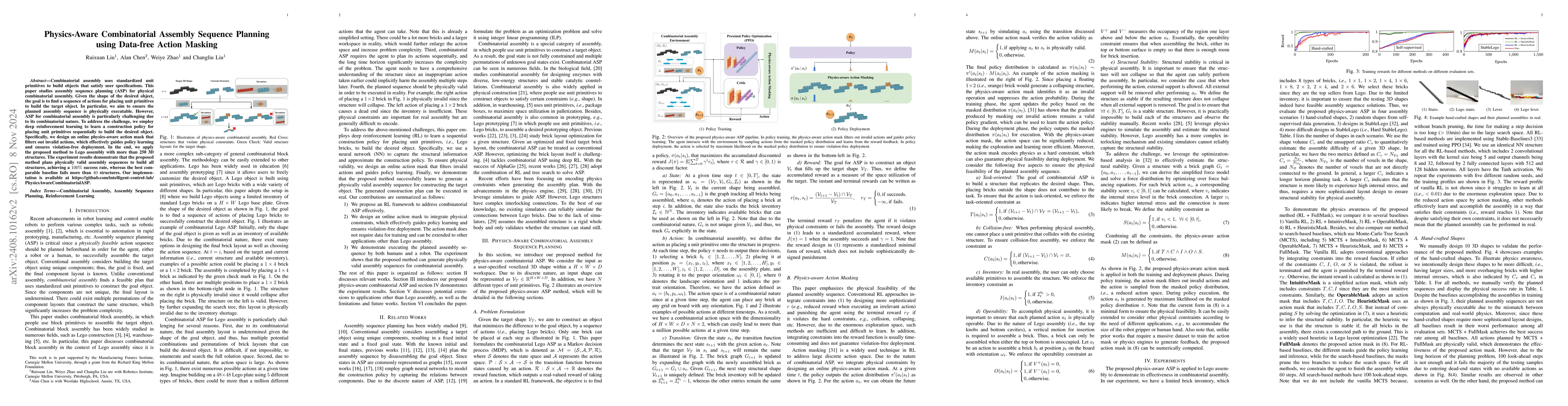Thumbnail for Physics-Aware Combinatorial Assembly Planning using Deep Reinforcement
  Learning