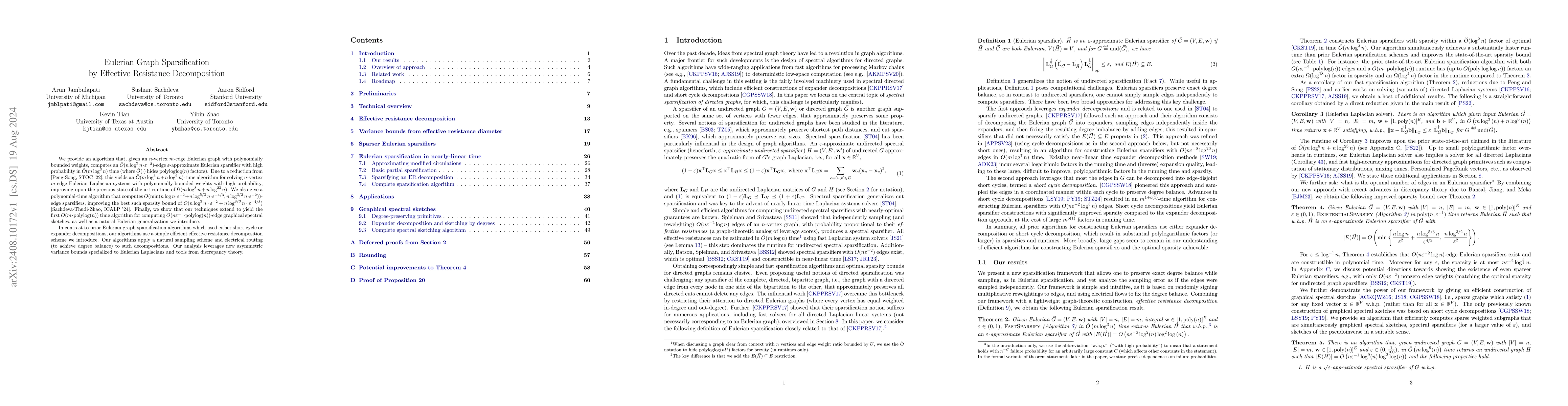 Thumbnail for Eulerian Graph Sparsification by Effective Resistance Decomposition