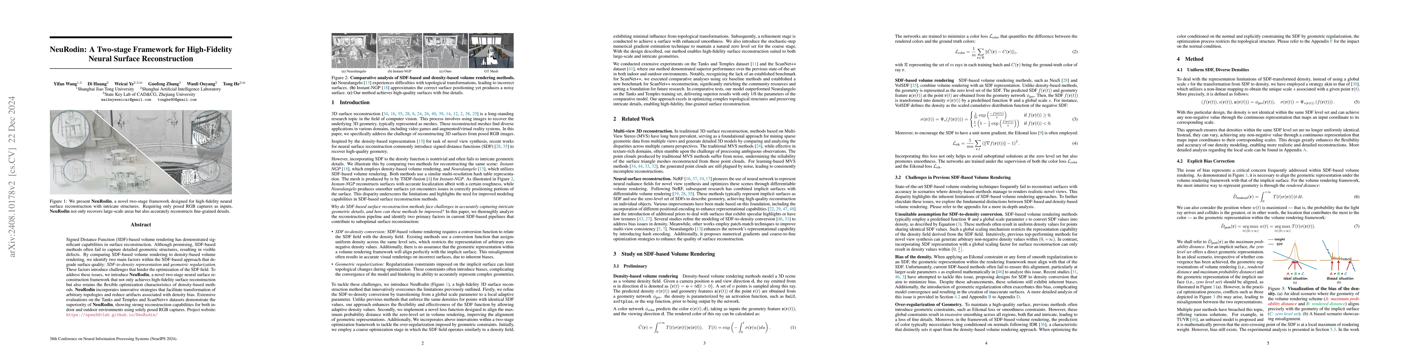 Thumbnail for NeuRodin: A Two-stage Framework for High-Fidelity Neural Surface
  Reconstruction
