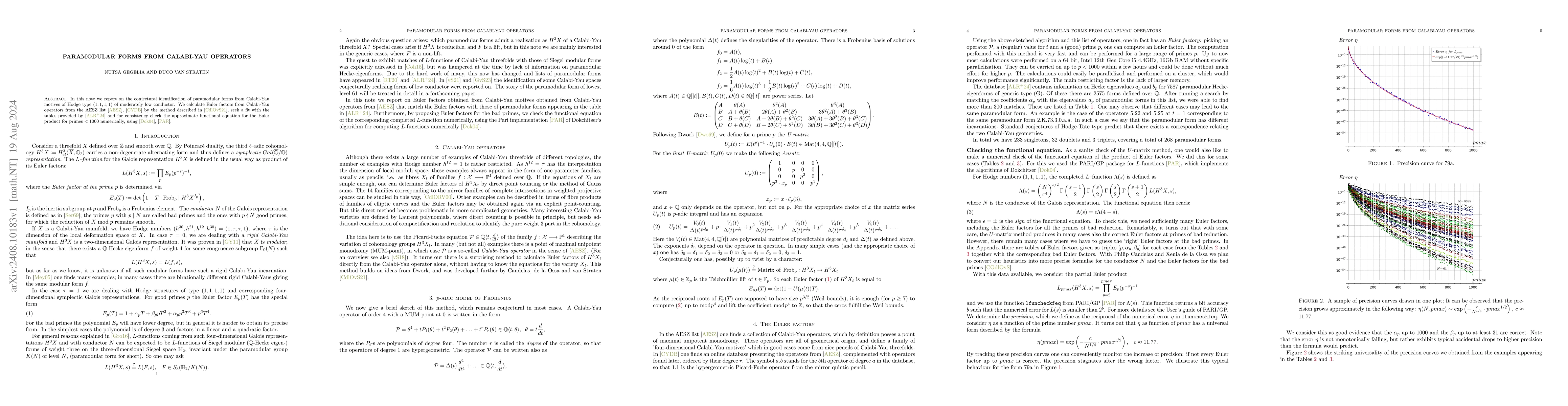 Thumbnail for Paramodular forms from Calabi-Yau Operators