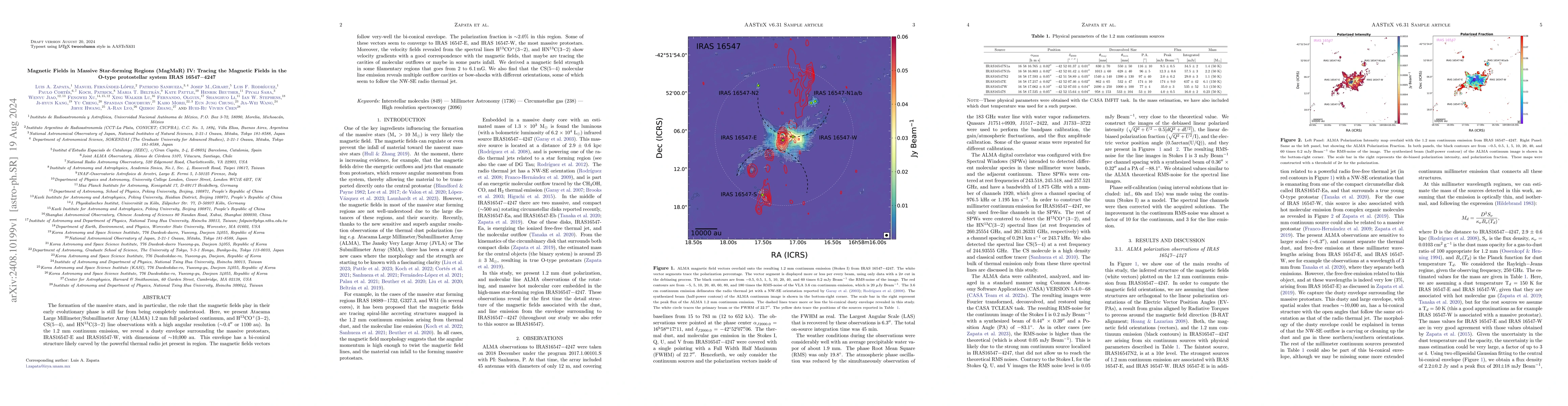 Thumbnail for Magnetic Fields in Massive Star-forming Regions (MagMaR) IV: Tracing the
  Magnetic Fields in the O-type protostellar system IRAS 16547$-$4247