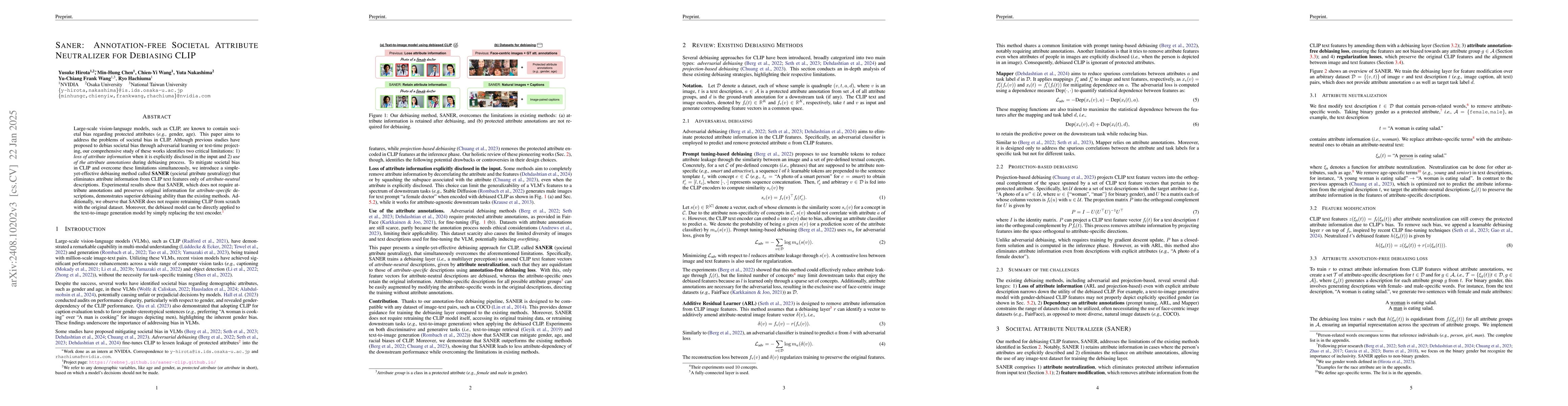 Thumbnail for SANER: Annotation-free Societal Attribute Neutralizer for Debiasing CLIP