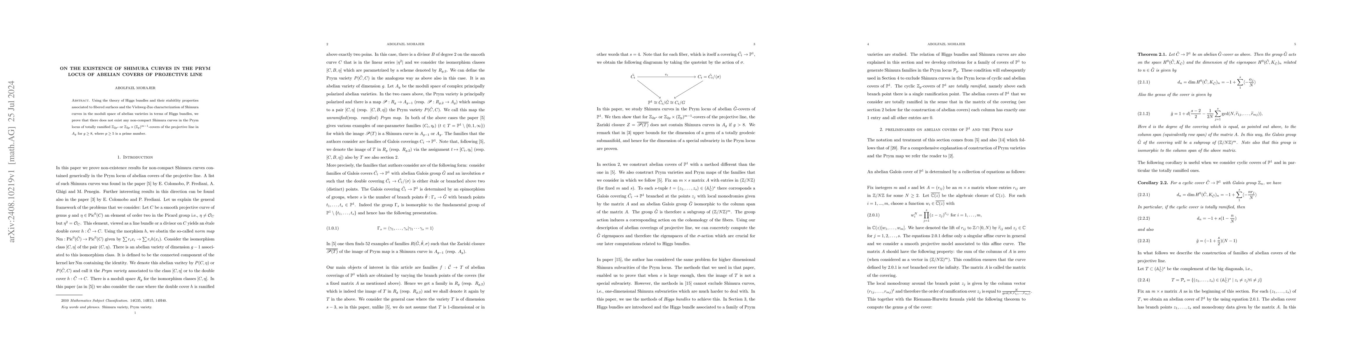 Thumbnail for On the Existence of Shimura curves in the Prym locus of abelian covers
  of projective line