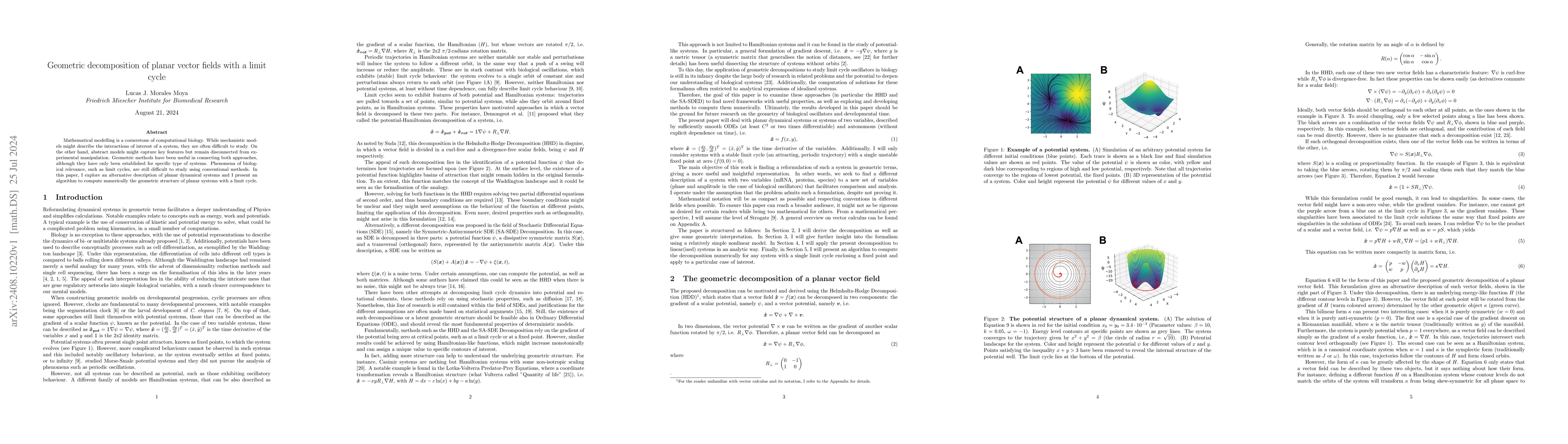 Thumbnail for Geometric decomposition of planar vector fields with a limit cycle