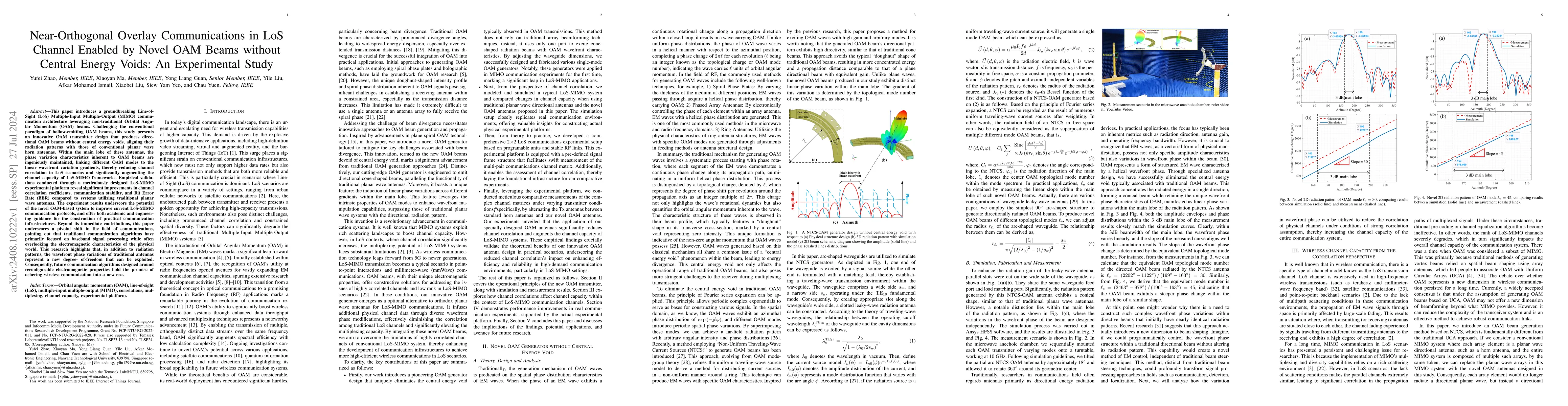Thumbnail for Near-Orthogonal Overlay Communications in LoS Channel Enabled by Novel
  OAM Beams without Central Energy Voids: An Experimental Study