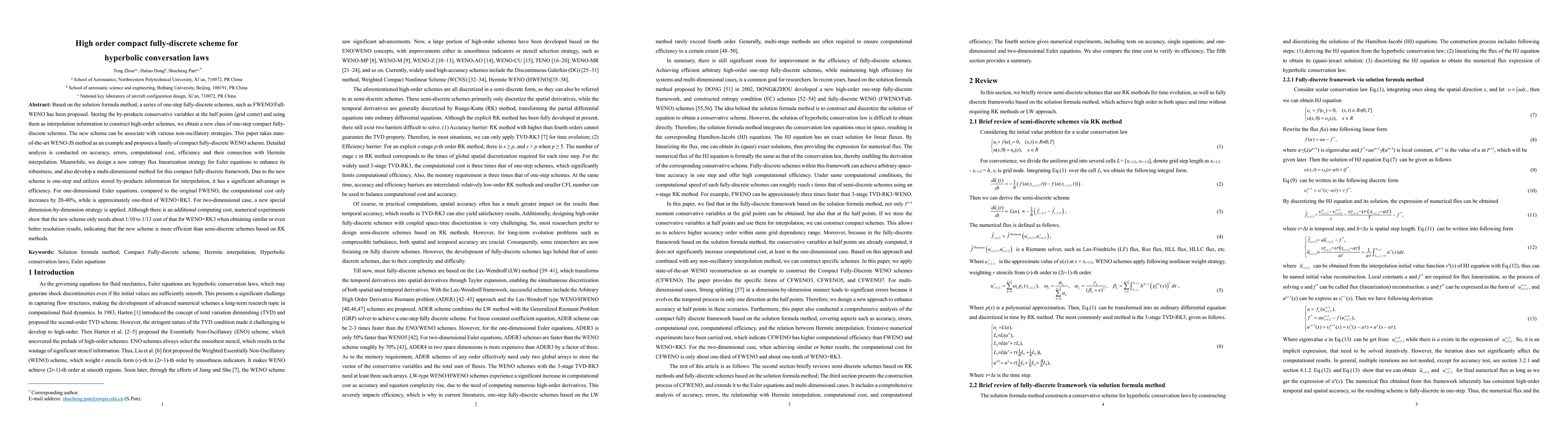 Thumbnail for High order compact fully-discrete scheme for hyperbolic conversation
  laws