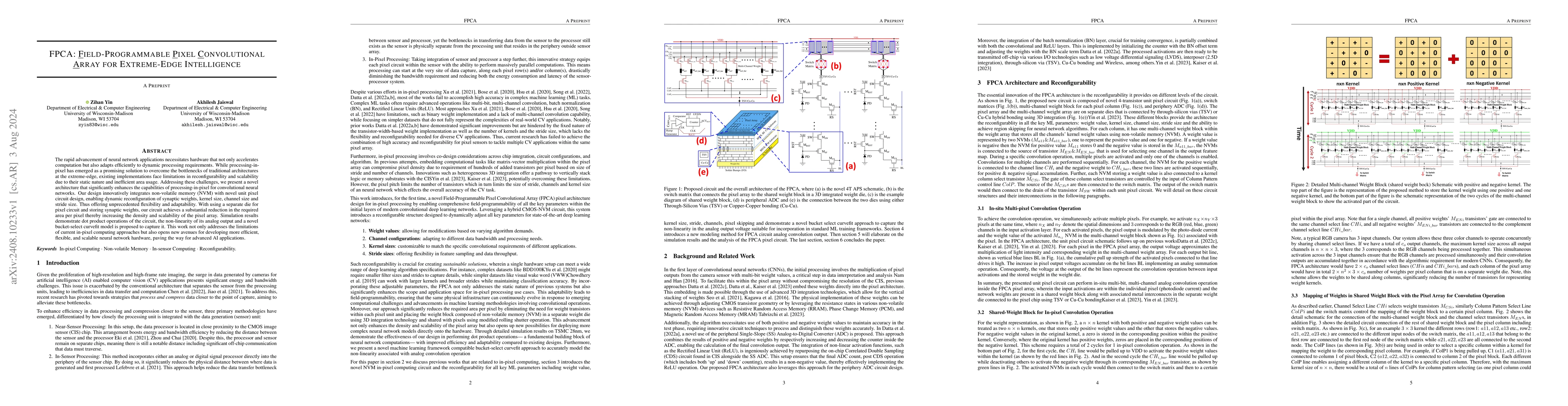 Thumbnail for FPCA: Field-Programmable Pixel Convolutional Array for Extreme-Edge
  Intelligence