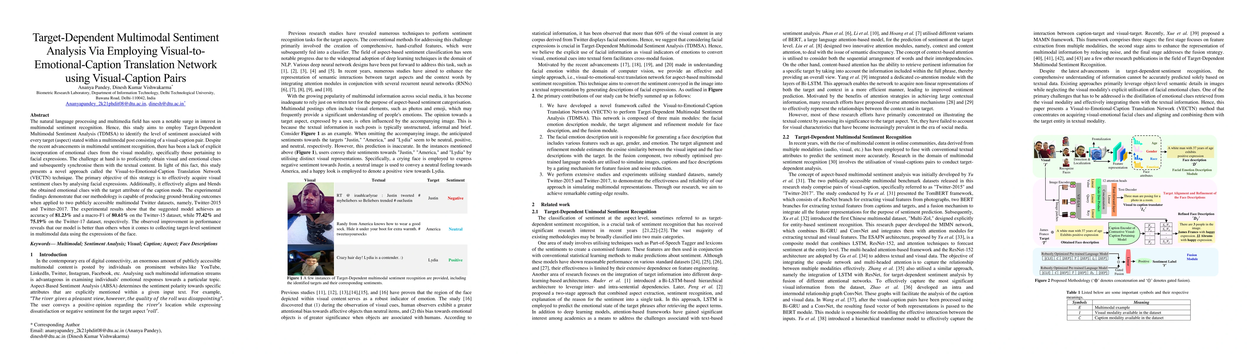 Thumbnail for Target-Dependent Multimodal Sentiment Analysis Via Employing Visual-to
  Emotional-Caption Translation Network using Visual-Caption Pairs
