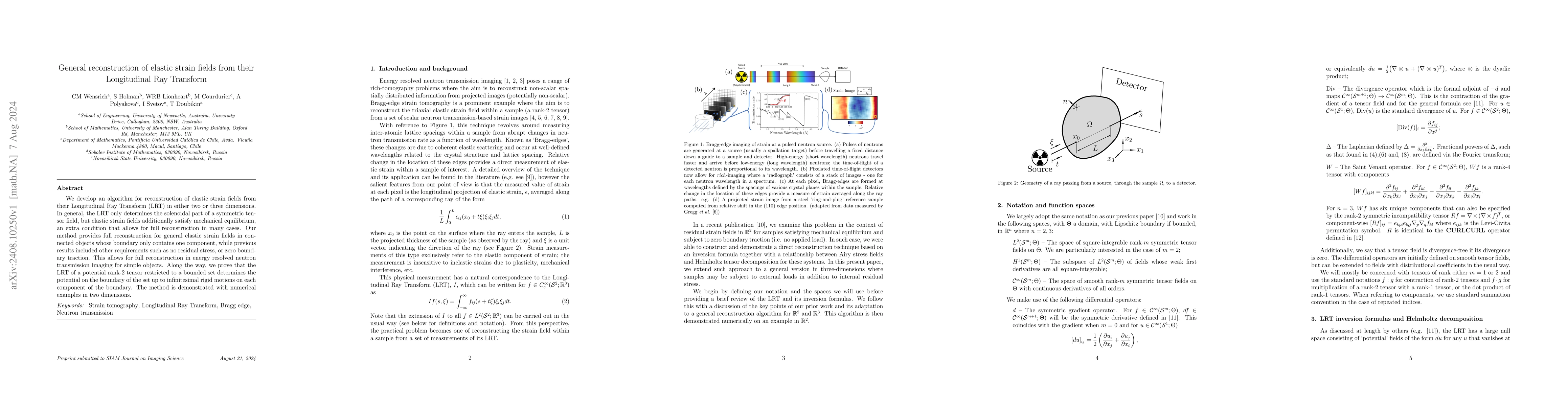 Thumbnail for General reconstruction of elastic strain fields from their Longitudinal
  Ray Transform