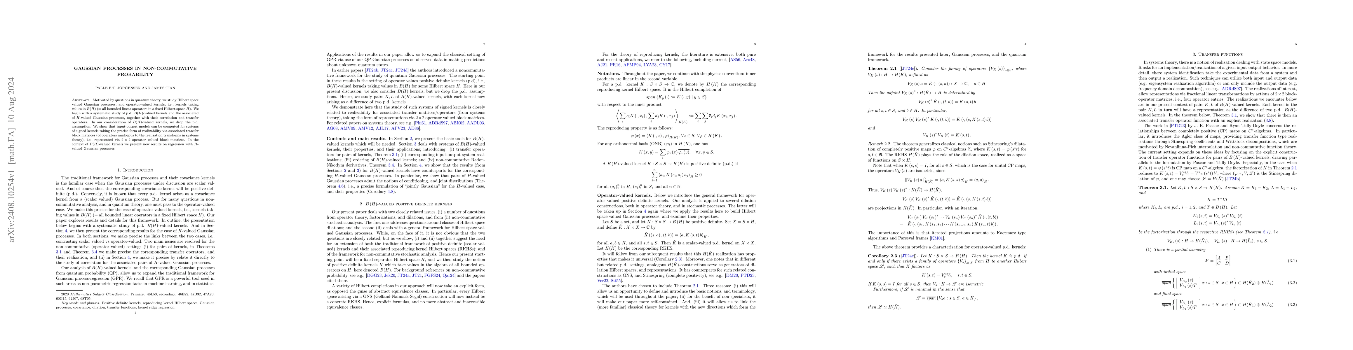 Thumbnail for Gaussian processes in Non-commutative probability