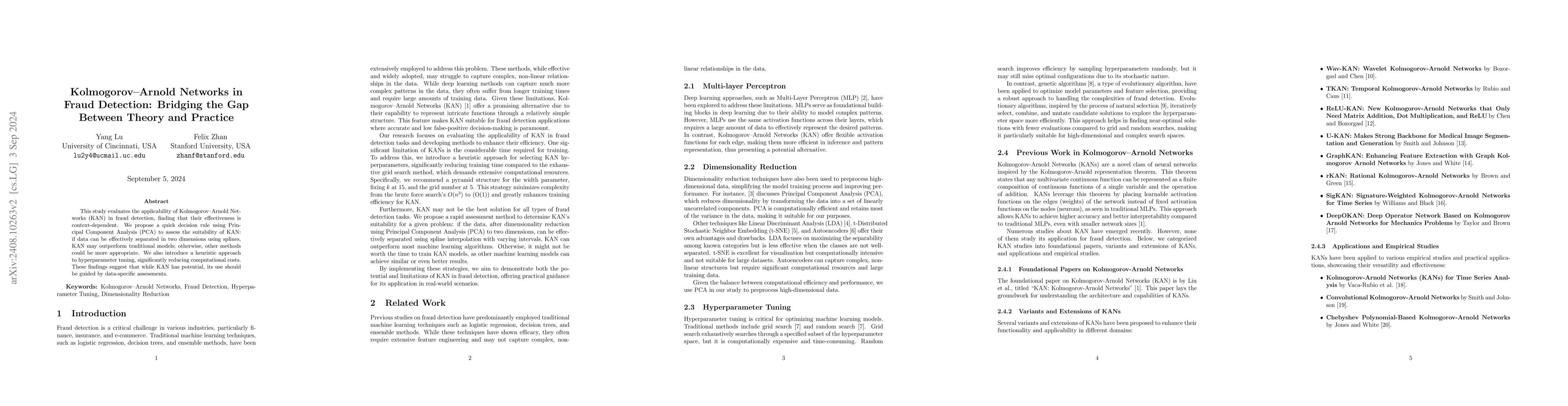 Thumbnail for Kolmogorov Arnold Networks in Fraud Detection: Bridging the Gap Between
  Theory and Practice