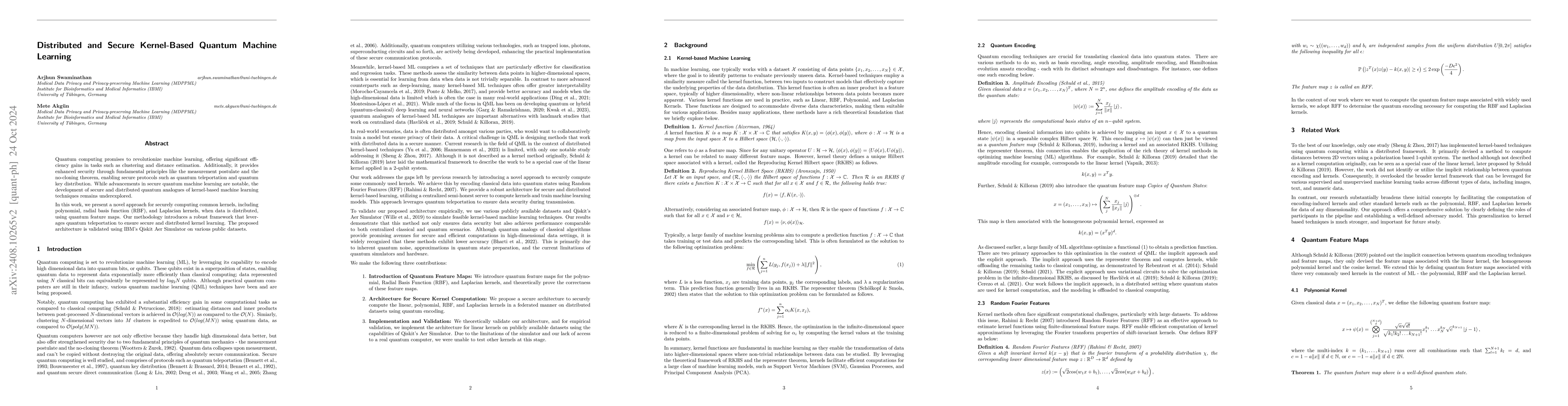 Thumbnail for Distributed and Secure Kernel-Based Quantum Machine Learning