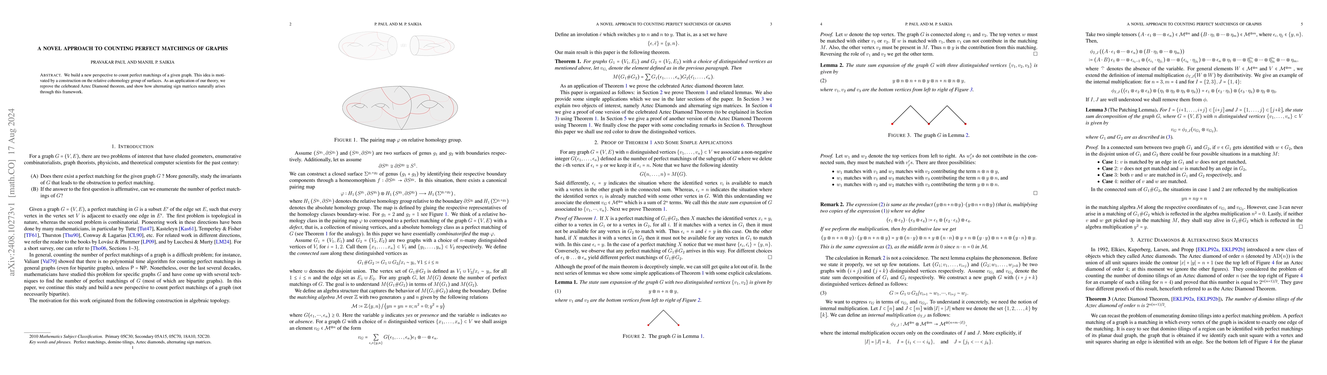 Thumbnail for A Novel Approach to Counting Perfect Matchings of Graphs