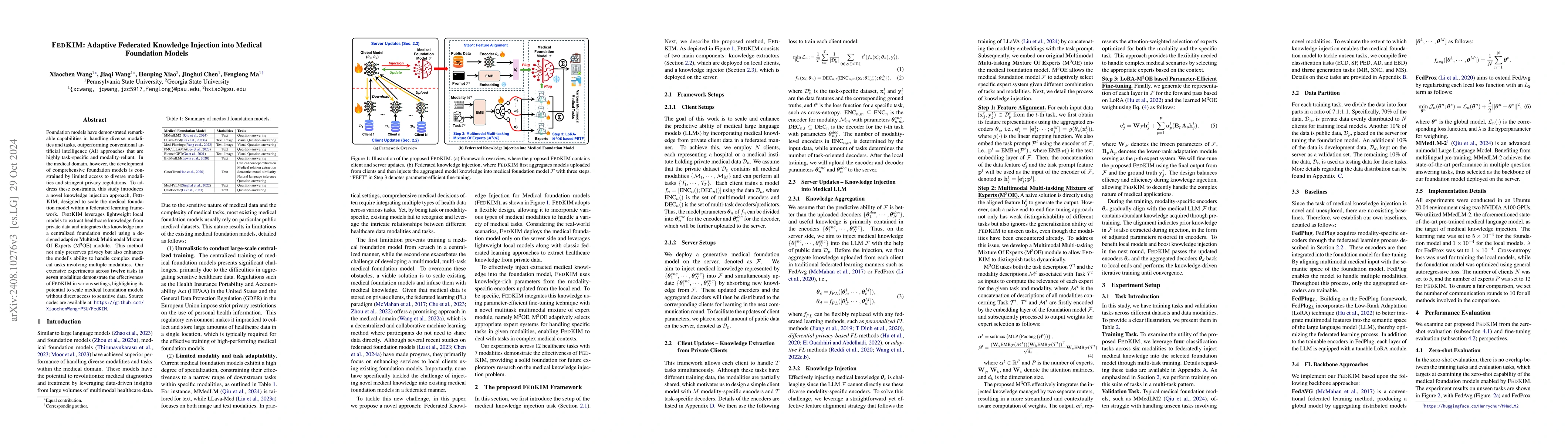 Thumbnail for FEDKIM: Adaptive Federated Knowledge Injection into Medical Foundation
  Models